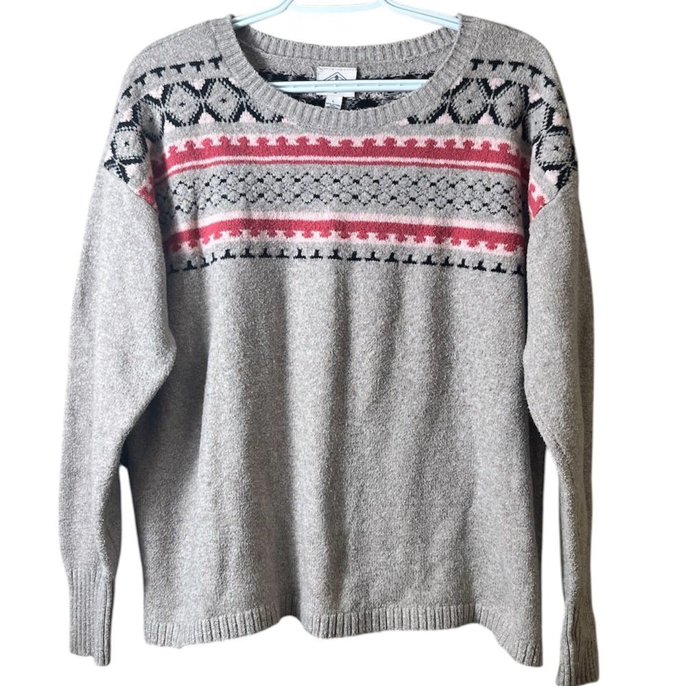 Vintage St. John's Bay Cozy Fair‎ Isle Fisherman Knit Sweater Beige Size Large